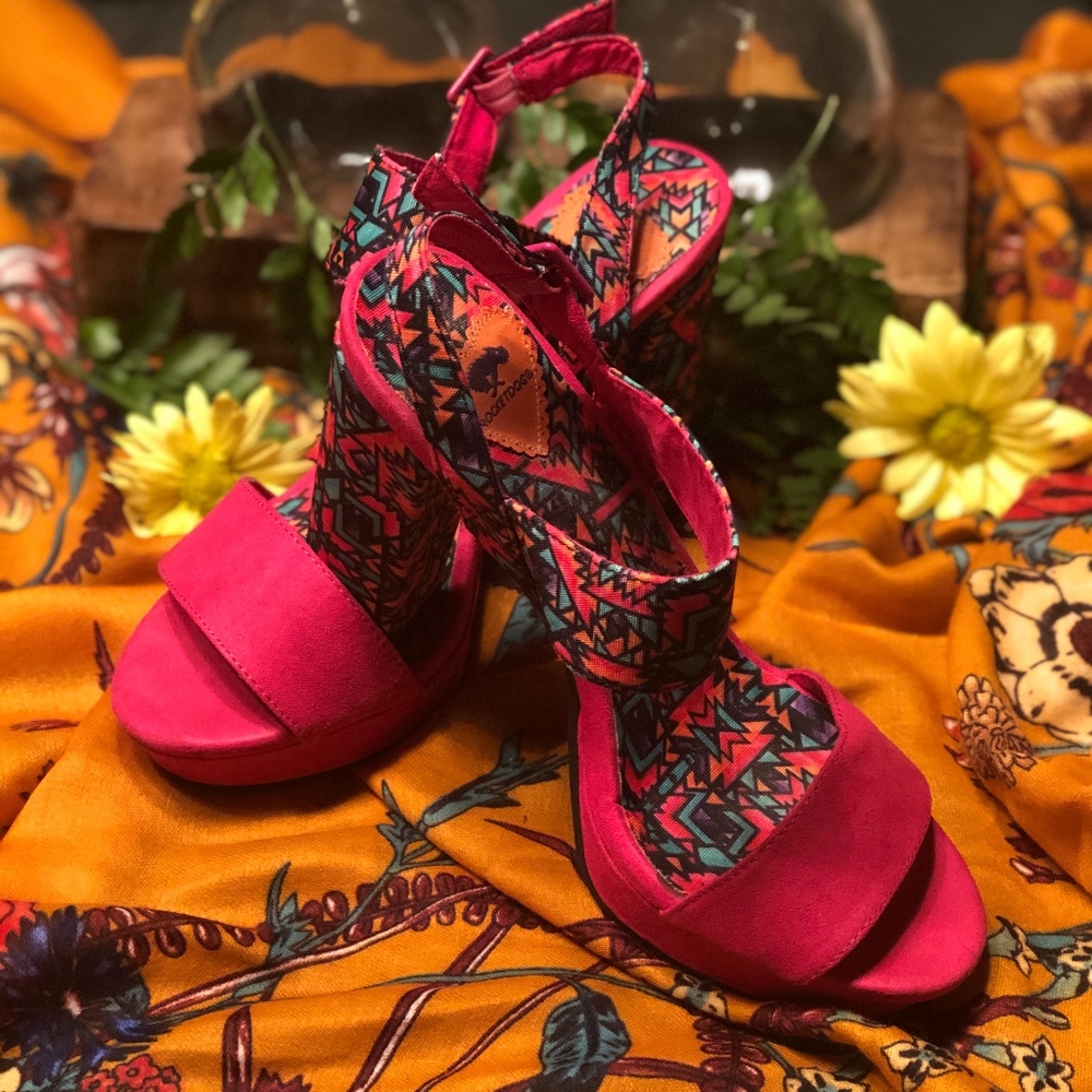 Pink & Turquoise Geometric Studio Sandal